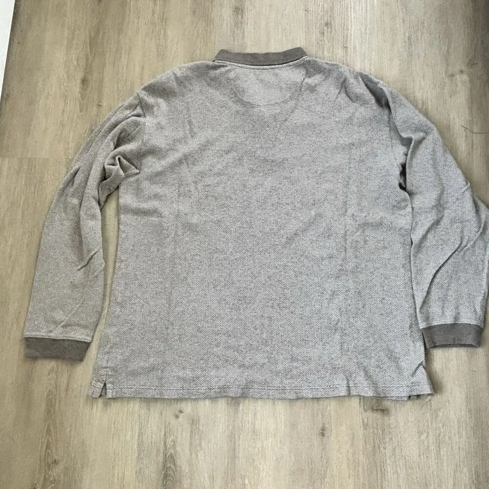 Chaps Ralph Lauren Polo Shirt Mens XL Brown Gray Herringbone Long Sleeve Vintage